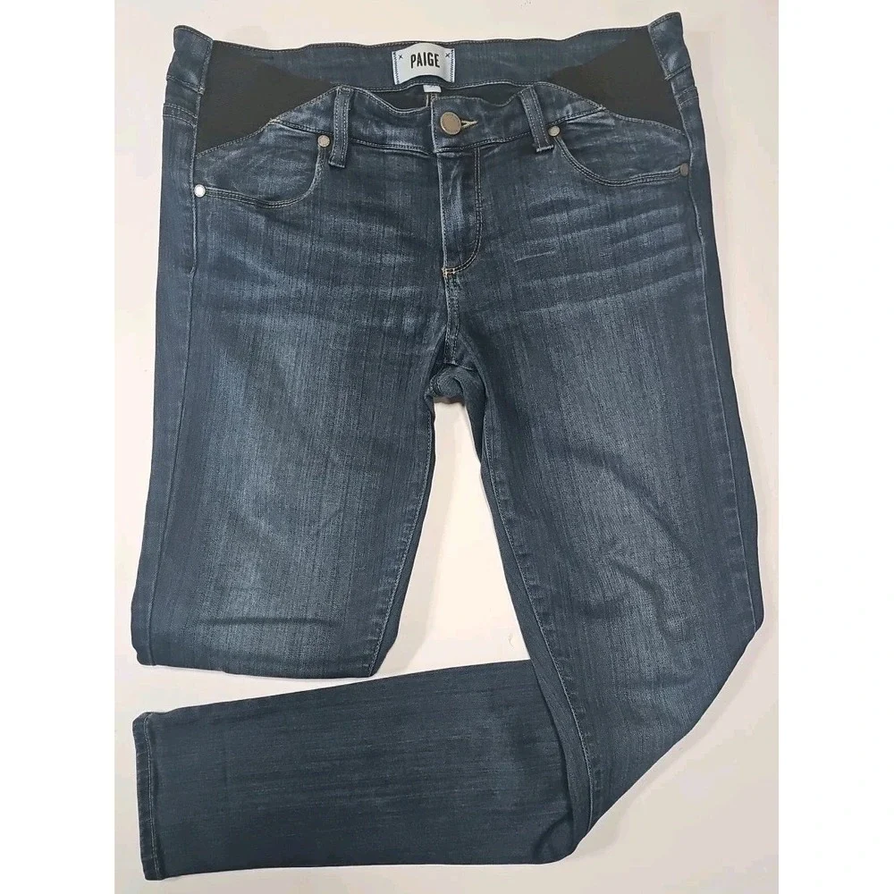 Paige Verdugo‎ Ultra Skinny Maternity Jeans Dark Wash Blue Size 27 Side Panel
